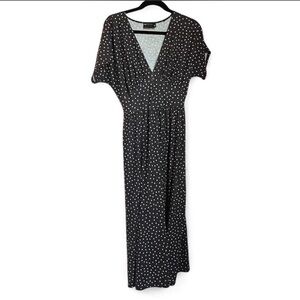 ASOS Polka Dot V-Neck Maxi Dress in Black and White